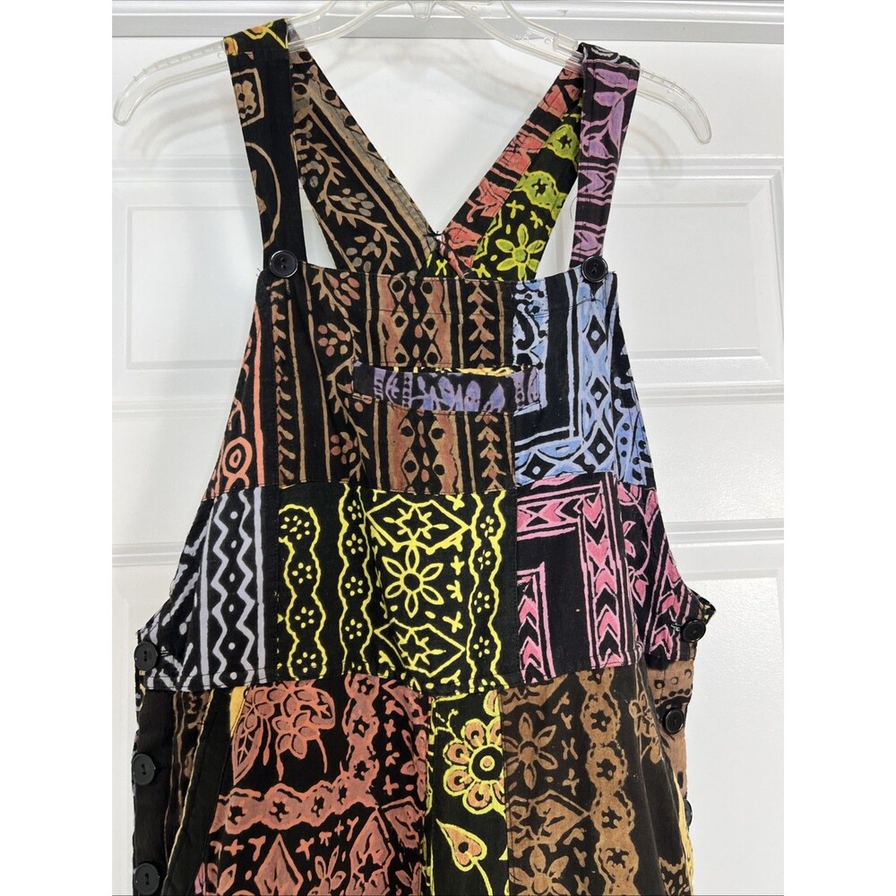 Vintage Sacred Threads Patchwork Overalls Dungarees Boho Hippie Artisan M/L Read - Picture 3 of 15